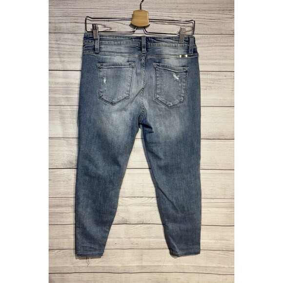 KanCan Jeans Womens 9/28 Blue Nala Distressed Fringe Ankle Skinny Stretch Denim - Picture 2 of 6